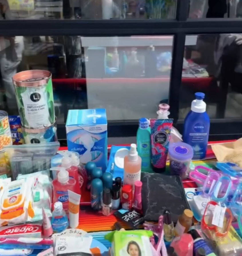 Donation drive with clothing and supplies