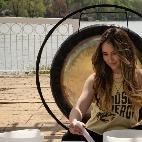 Courtney Olender, who leads Sound Bath to Find Your Rhythm
